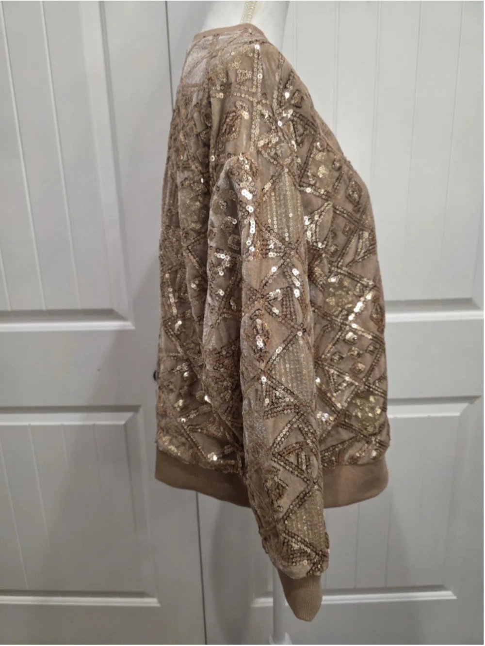Piper & Scoot Exclusive Sequin Velvet Lounge Set Gold Champagne Top S OS Pants L